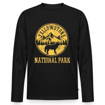 Yellowstone nasjonalpark - Premium økologisk langermet T-skjorte for menn - svart - Foran - Nico (187cm)
