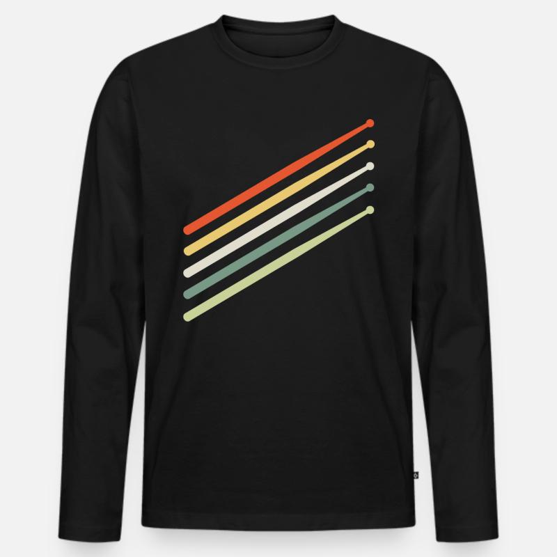 Drummer Drumsticks - Männer Premium Bio Langarmshirt - Schwarz