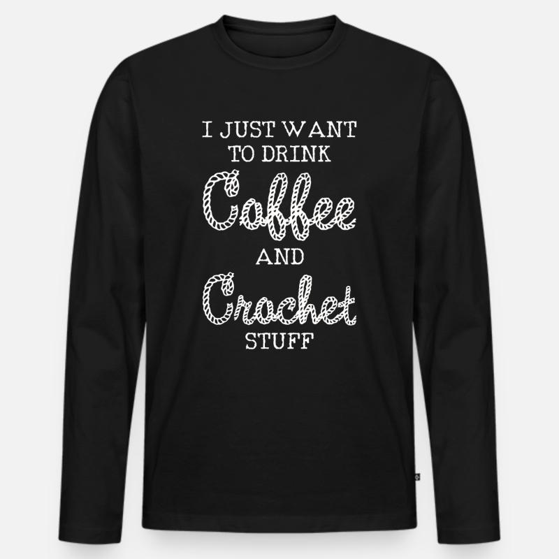 crochet - Männer Premium Bio Langarmshirt - Schwarz