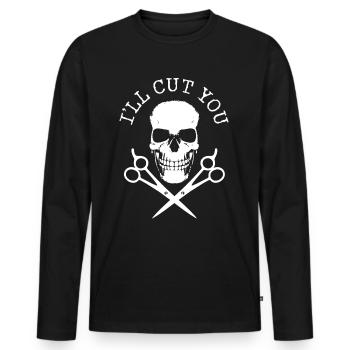 Coiffeur Coiffeur Coiffeur Coiffeur - T-shirt manches longues Premium bio Homme - noir - Devant - Nico (187cm)