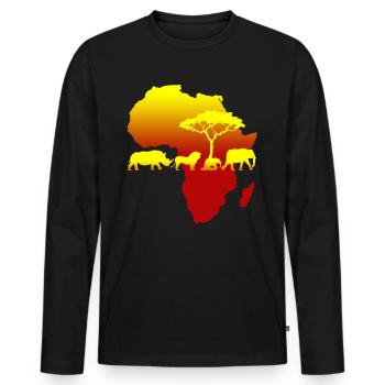 Africa - Men's Premium Organic Long Sleeve Shirt - black - Front - Nico (187cm)