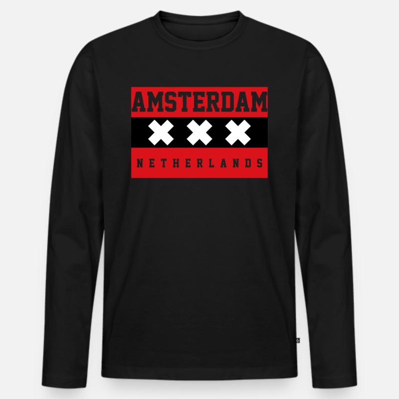 Amsterdam - Männer Premium Bio Langarmshirt - Schwarz