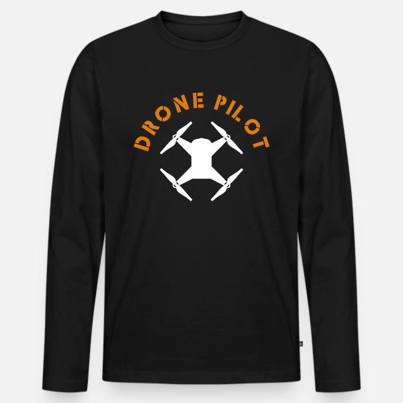 drone - Männer Premium Bio Langarmshirt - Schwarz