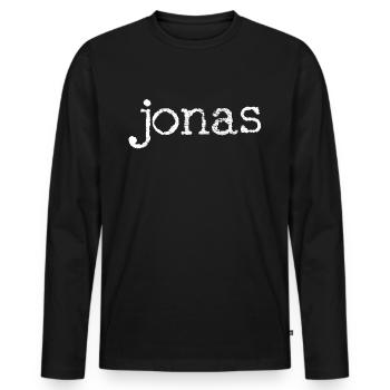 Jonas Name - Männer Premium Bio Langarmshirt - Schwarz - Vorne - Nico (187cm)