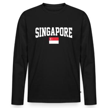 Singapour - T-shirt manches longues Premium bio Homme - noir - Devant - Nico (187cm)