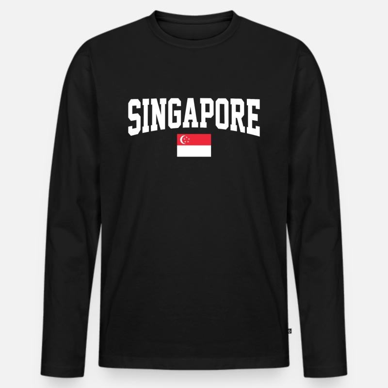 Singapur - Männer Premium Bio Langarmshirt - Schwarz