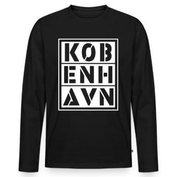 Copenhague - T-shirt manches longues Premium bio Homme - noir - Devant - Nico (187cm)
