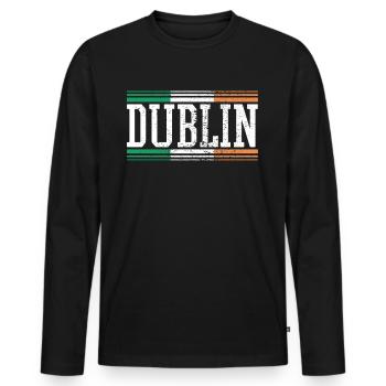 Dublin Irland - Männer Premium Bio Langarmshirt - Schwarz - Vorne - Nico (187cm)
