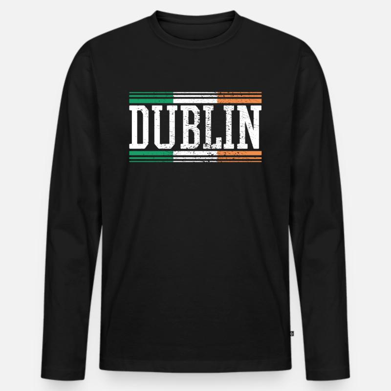 Dublin Irland - Männer Premium Bio Langarmshirt - Schwarz