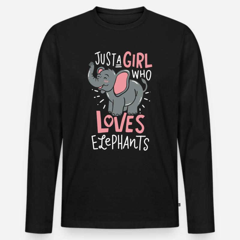 Elefanten - Männer Premium Bio Langarmshirt - Schwarz