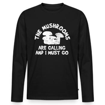 Pilze - Männer Premium Bio Langarmshirt - Schwarz - Vorne - Nico (187cm)