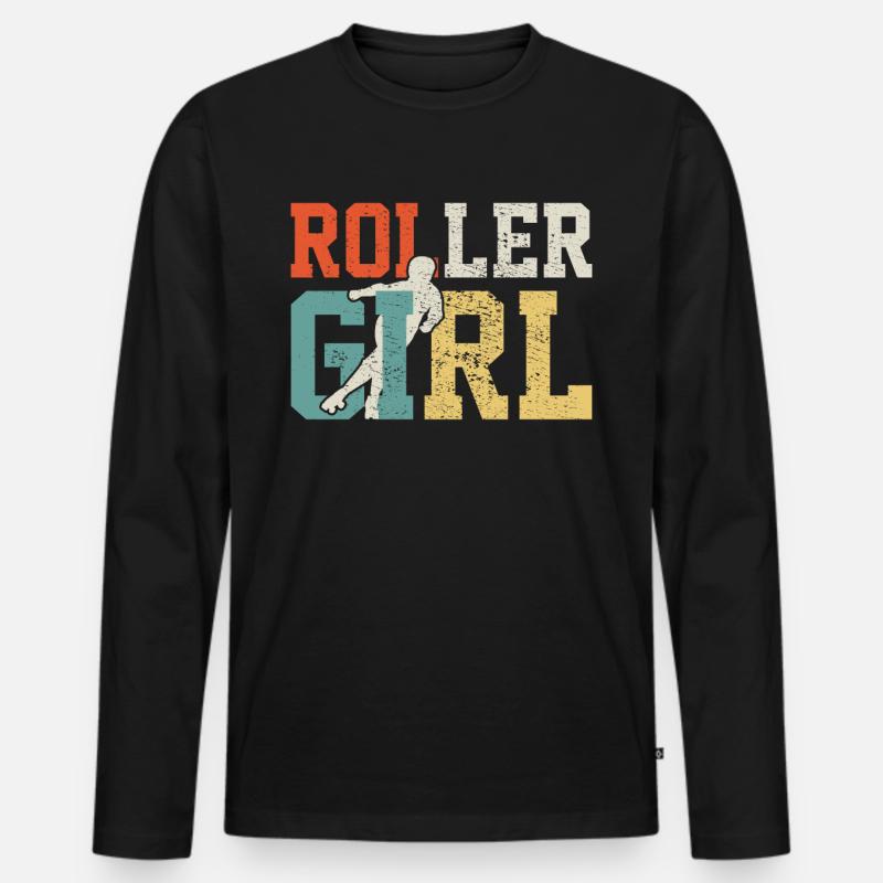 Rollschuhlaufen Mädchen - Männer Premium Bio Langarmshirt - Schwarz