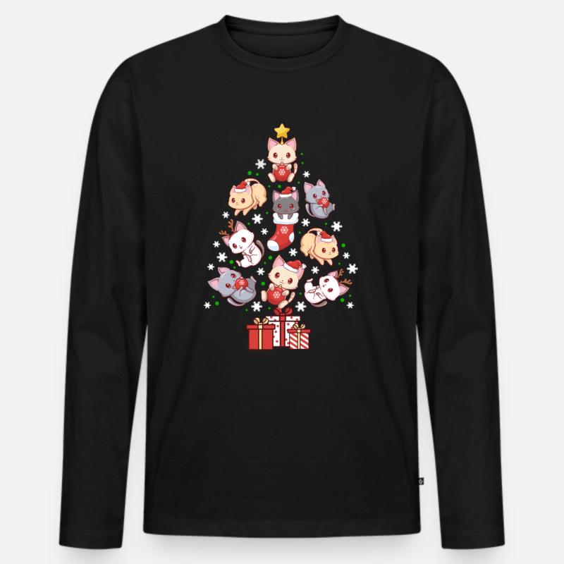 Weihnachtsbaumkatzen - Männer Premium Bio Langarmshirt - Schwarz