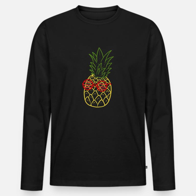 Ananas - Männer Premium Bio Langarmshirt - Schwarz