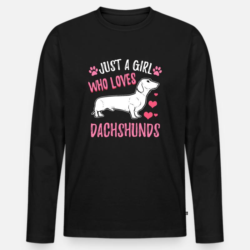 Dackel - Männer Premium Bio Langarmshirt - Schwarz