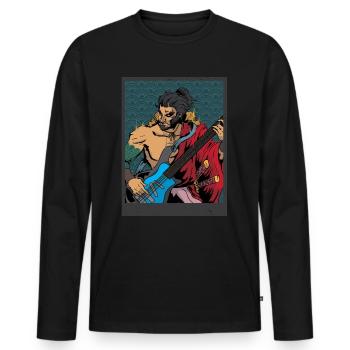 guitar player - Men's Premium Organic Long Sleeve Shirt - black - Front - Nico (187cm)