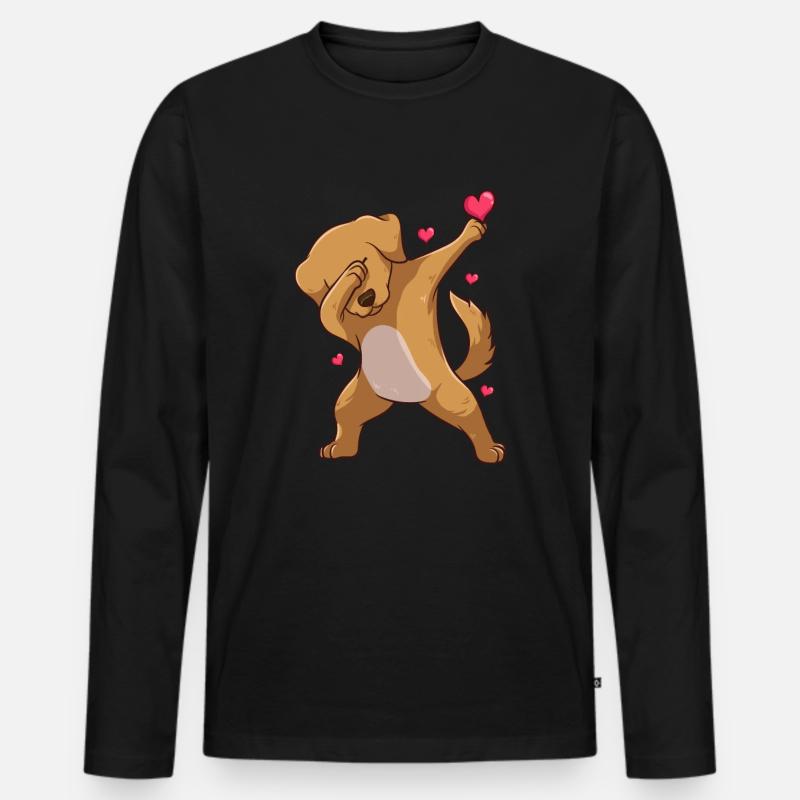 Hund abtupfen - Männer Premium Bio Langarmshirt - Schwarz
