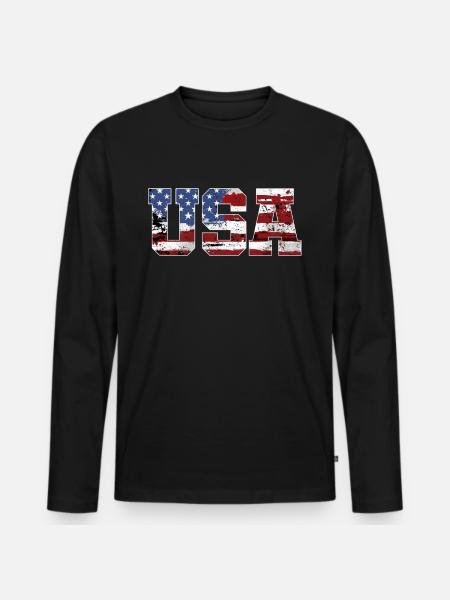 Drapeau USA - T-shirt manches longues Premium bio Homme - noir