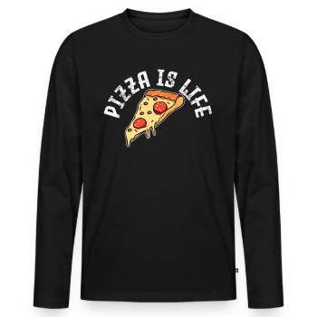 Pizza Pizza Pizza - Männer Premium Bio Langarmshirt - Schwarz - Vorne - Nico (187cm)
