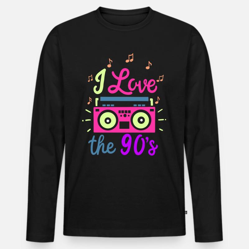 90er - Männer Premium Bio Langarmshirt - Schwarz