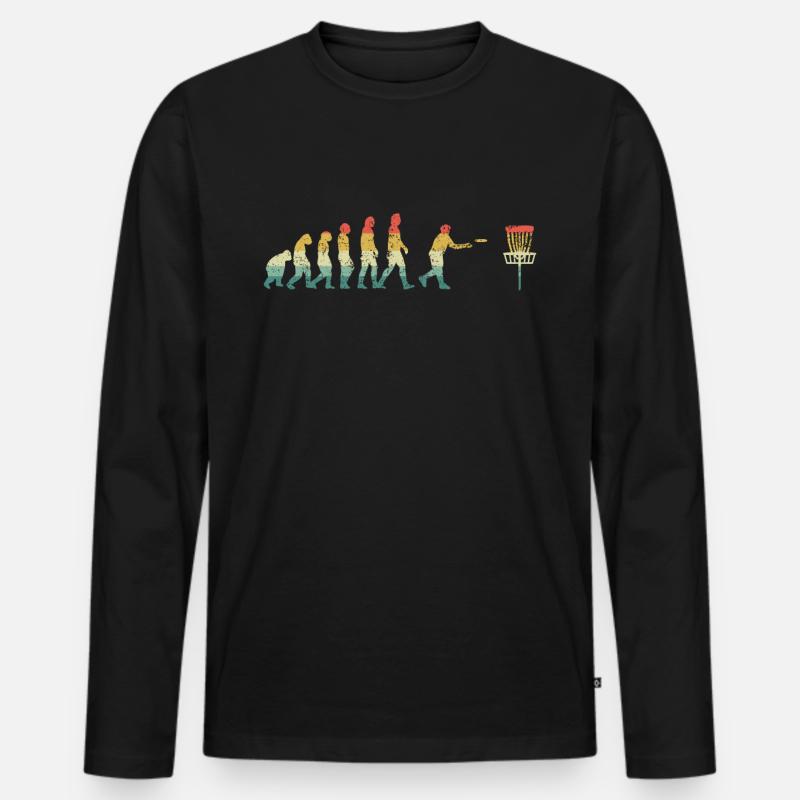 Disc Golf Evolution Retro - Männer Premium Bio Langarmshirt - Schwarz