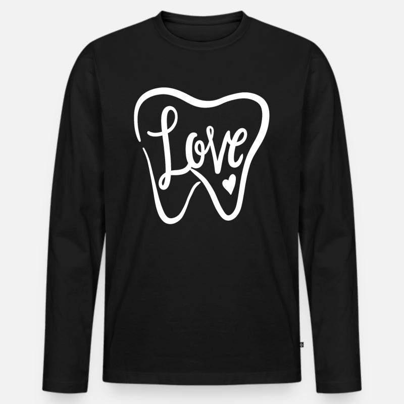 Zahn - Männer Premium Bio Langarmshirt - Schwarz