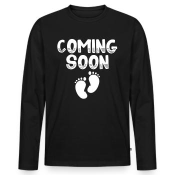 La grossesse - T-shirt manches longues Premium bio Homme - noir - Devant - Nico (187cm)