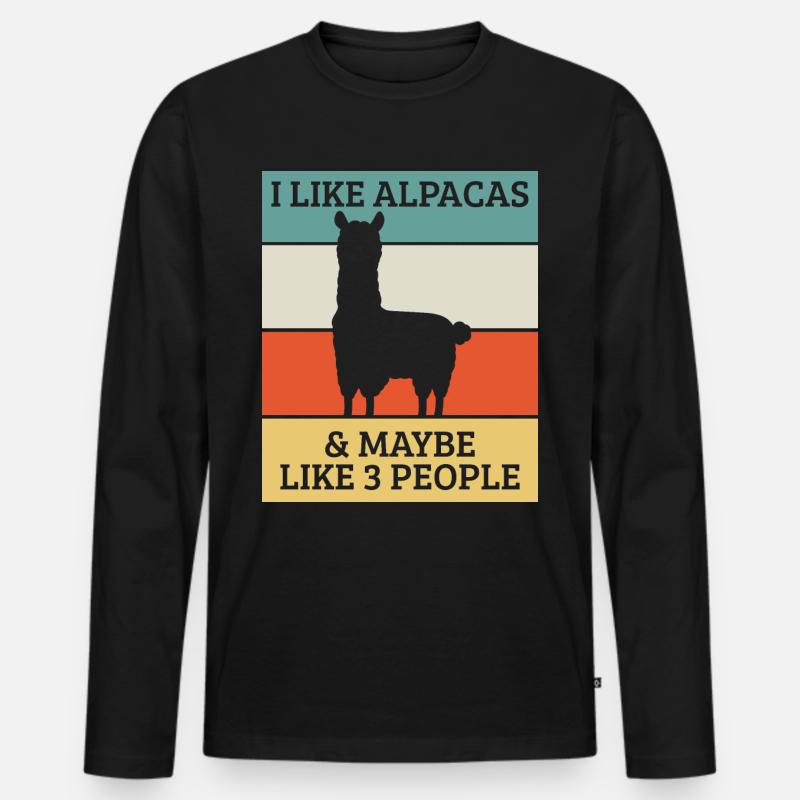 Alpaca - Männer Premium Bio Langarmshirt - Schwarz