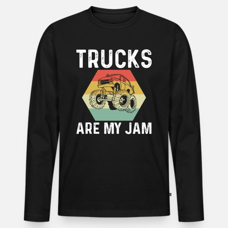 Monstertrucks - Männer Premium Bio Langarmshirt - Schwarz