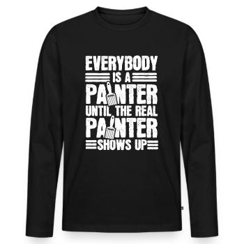 Peintre et peintre - T-shirt manches longues Premium bio Homme - noir - Devant - Nico (187cm)