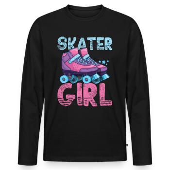 Patins à roulettes - T-shirt manches longues Premium bio Homme - noir - Devant - Nico (187cm)