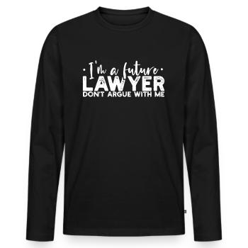 Droit droit étudiant - T-shirt manches longues Premium bio Homme - noir - Devant - Nico (187cm)