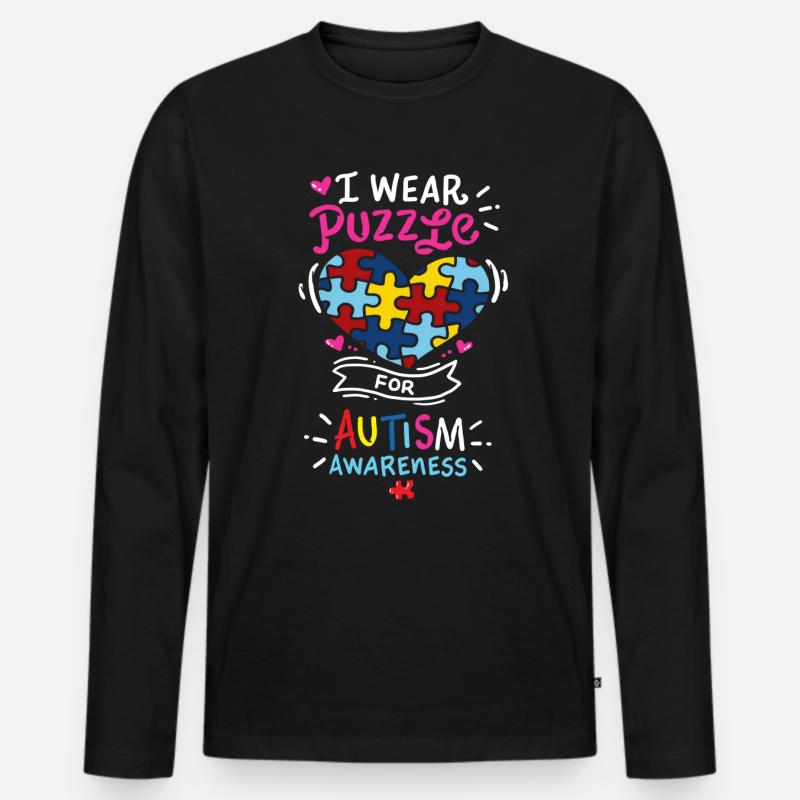 Autismus - Männer Premium Bio Langarmshirt - Schwarz