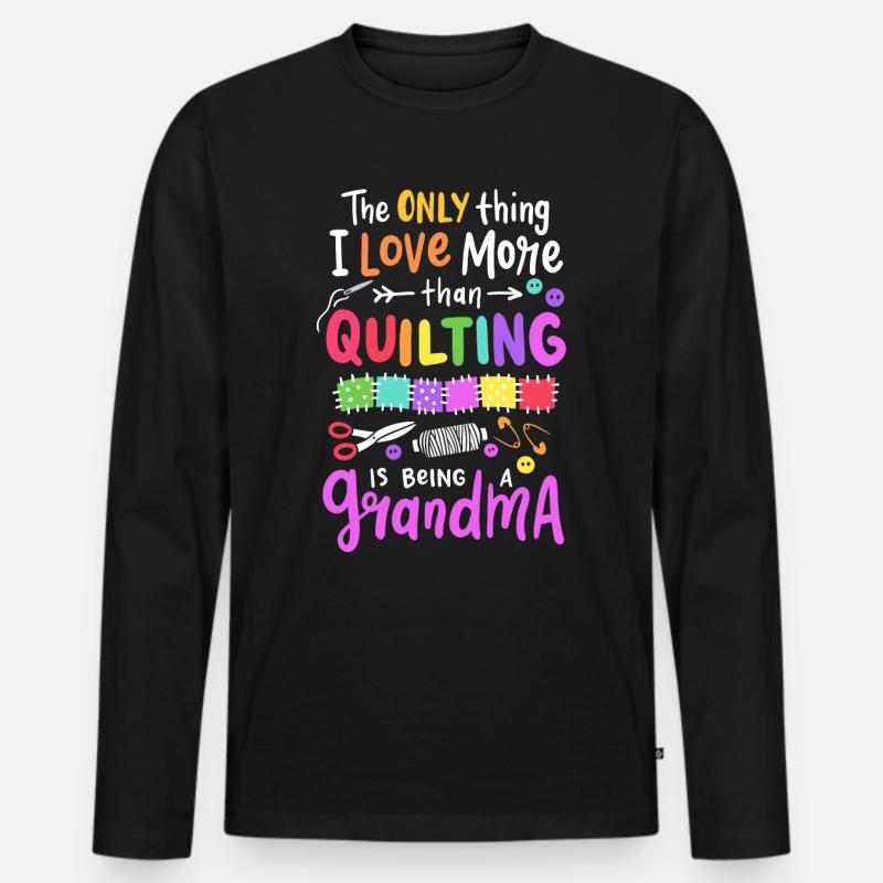 Quilten - Männer Premium Bio Langarmshirt - Schwarz