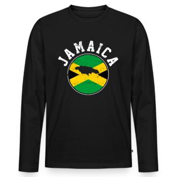 Jamaica - Men's Premium Organic Long Sleeve Shirt - black - Front - Nico (187cm)