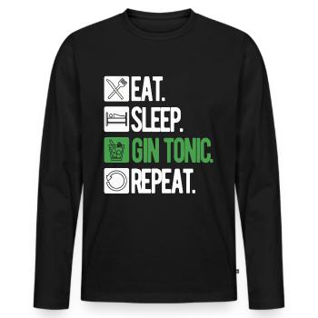 Gin Cocktail Tonic Longdrinks Summer Alcohol Party - Männer Premium Bio Langarmshirt - Schwarz - Vorne - Nico (187cm)