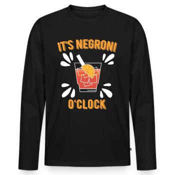 Negroni Cocktail Longdrinks Summer Alcohol Party - Männer Premium Bio Langarmshirt - Schwarz - Vorne - Nico (187cm)