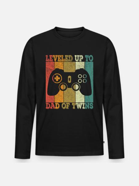 Fremtidige Far til Twins Graviditet Announcement 2021 - Premium økologisk langærmet T-shirt til mænd - sort