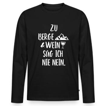 Zu Berge und Wein sag ich nie nein Camping Vino - Männer Premium Bio Langarmshirt - Schwarz - Vorne - Nico (187cm)