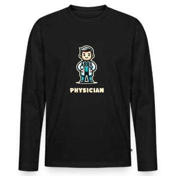 physician profession career job - Men's Premium Organic Long Sleeve Shirt - black - Front - Nico (187cm)