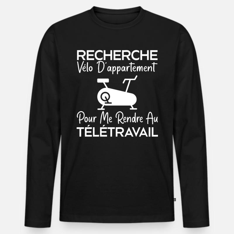 Telearbeit, Arbeitshumor, Bürohumor - Männer Premium Bio Langarmshirt - Schwarz