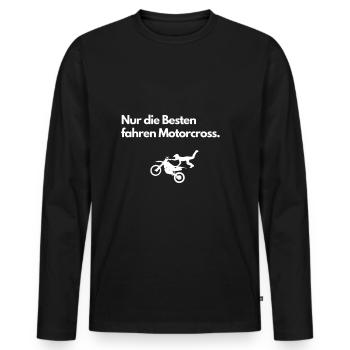 Motorcross Motorrad Moped Zweirad Spruch - Männer Premium Bio Langarmshirt - Schwarz - Vorne - Nico (187cm)