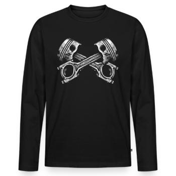 Crossed engine pistons - Men's Premium Organic Long Sleeve Shirt - black - Front - Nico (187cm)