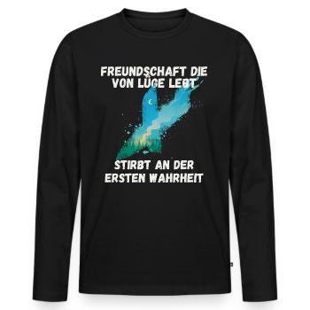 freundschaftsprüche Freundschaft die von Lüge lebt - Männer Premium Bio Langarmshirt - Schwarz - Vorne - Nico (187cm)