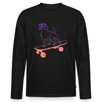 Skateboard Skating Dog avec Skateur - T-shirt manches longues Premium bio Homme - noir - Devant - Nico (187cm)