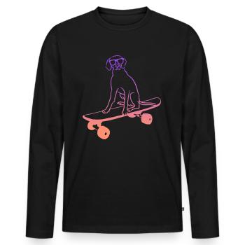 Skateboard Skaten lustig Hund Skateboarder - Männer Premium Bio Langarmshirt - Schwarz - Vorne - Nico (187cm)