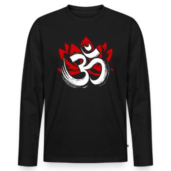 Om Logo Namah Shivaya Mantra Meditation Yoga - Men's Premium Organic Long Sleeve Shirt - black - Front - Nico (187cm)