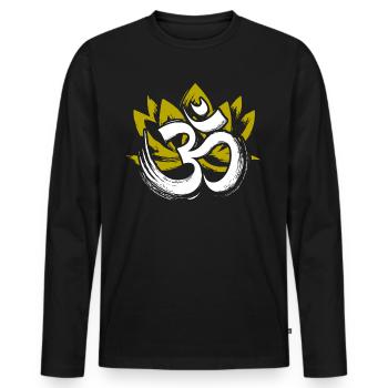 Om Logo Namah Shivaya Mantra Méditation Yoga - T-shirt manches longues Premium bio Homme - noir - Devant - Nico (187cm)