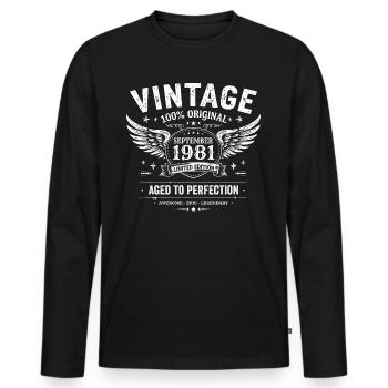 Born in September 1981 - Men's Premium Organic Long Sleeve Shirt - black - Front - Nico (187cm)