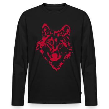Wolf Animal Drawing - Men's Premium Organic Long Sleeve Shirt - black - Front - Nico (187cm)